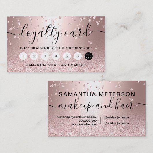 化粧のばら色の金ゴールドのグリッターの金属輝きの紙吹雪 ロイヤリティカード (正面/裏面)