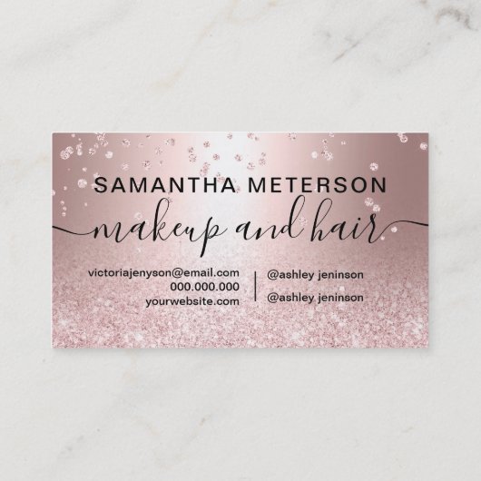 化粧のばら色の金ゴールドのグリッターの金属輝きの紙吹雪 ロイヤリティカード (裏面)