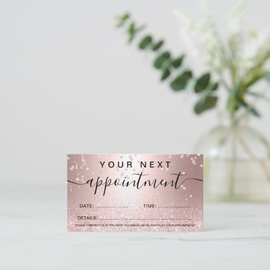 化粧のばら色の金ゴールドのグリッターの金属輝きの紙吹雪 予約カード (スタンド正面)