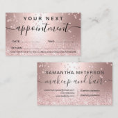 化粧のばら色の金ゴールドのグリッターの金属輝きの紙吹雪 予約カード (正面/裏面)