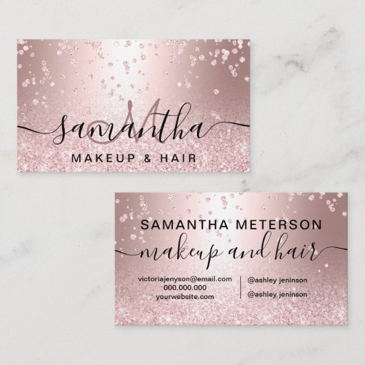 化粧のばら色の金ゴールドのグリッターの金属輝きの紙吹雪 名刺 (正面/裏面)