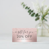 化粧のばら色の金ゴールドのグリッターグラデーションな金属ホイルのギフト 割引カード (スタンド正面)