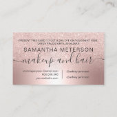 化粧のばら色の金ゴールドのグリッターグラデーションな金属ホイルのギフト 割引カード (裏面)