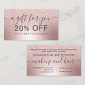 化粧のばら色の金ゴールドのグリッターグラデーションな金属ホイルのギフト 割引カード (正面/裏面)