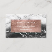 化粧のばら色の金ゴールドのタイポグラフィの白黒の大理石 名刺 (裏面)