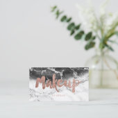 化粧のばら色の金ゴールドのタイポグラフィの白黒の大理石 名刺 (スタンド正面)