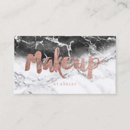 化粧のばら色の金ゴールドのタイポグラフィの白黒の大理石 名刺 (正面)