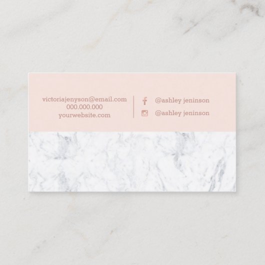 化粧のばら色の金ゴールドのタイポグラフィの赤面の白の大理石 名刺 (裏面)