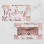 化粧のばら色の金ゴールドの花のタイポグラフィの白の大理石 名刺 (正面/裏面)