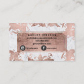 化粧のばら色の金ゴールドの花のタイポグラフィの白の大理石 名刺 (裏面)
