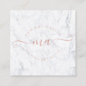化粧のイニシャルのロゴのモダンな大理石のミニマリスト スクエア名刺 (正面)