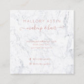 化粧のイニシャルのロゴのモダンな大理石のミニマリスト スクエア名刺 (裏面)