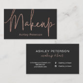 化粧のエレガントなタイポグラフィのばら色の金ゴールドの灰色 名刺 (正面/裏面)