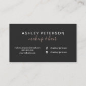 化粧のエレガントなタイポグラフィのばら色の金ゴールドの灰色 名刺 (裏面)