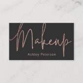 化粧のエレガントなタイポグラフィのばら色の金ゴールドの灰色 名刺 (正面)