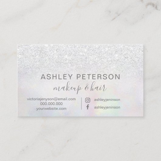 化粧のエレガントなタイポグラフィのグリッターの真珠のnacre 名刺 (裏面)