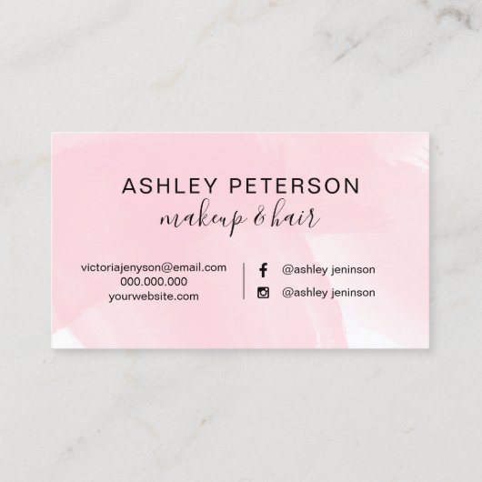 化粧のエレガントなタイポグラフィのピンクのバラの金ゴールドのグリッター 名刺 (裏面)