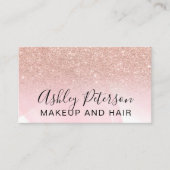 化粧のエレガントなタイポグラフィのピンクのバラの金ゴールドのグリッター 名刺 (正面)