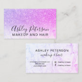 化粧のエレガントなタイポグラフィの大理石のピンクのグリッター 名刺 (正面/裏面)