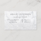 化粧のエレガントなタイポグラフィの大理石の白いグリッター 名刺 (裏面)