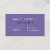 化粧のエレガントなタイポグラフィの大理石の紫色のグリッター 名刺 (裏面)