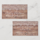 化粧のエレガントなタイポグラフィの白いレースの茶色木 名刺 (正面/裏面)