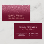 化粧のエレガントなタイポグラフィの赤いバーガンディのグリッター 名刺 (正面/裏面)