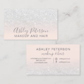 化粧のエレガントなタイポグラフィの赤面のピンクの白いグリッター 名刺 (正面/裏面)