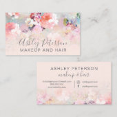 化粧のエレガントなタイポグラフィの赤面のピンクの花のペンキ 名刺 (正面/裏面)