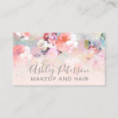 化粧のエレガントなタイポグラフィの赤面のピンクの花のペンキ 名刺 (正面)