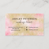 化粧のエレガントなタイポグラフィの金ゴールドのグリッターのピンク 名刺 (裏面)