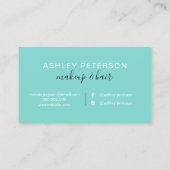 化粧のエレガントなタイポグラフィの銀のグリッターのティール（緑がかった色） 名刺 (裏面)