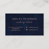 化粧のエレガントなタイポグラフィ海軍ばら色の金ゴールドのグリッター 名刺 (裏面)