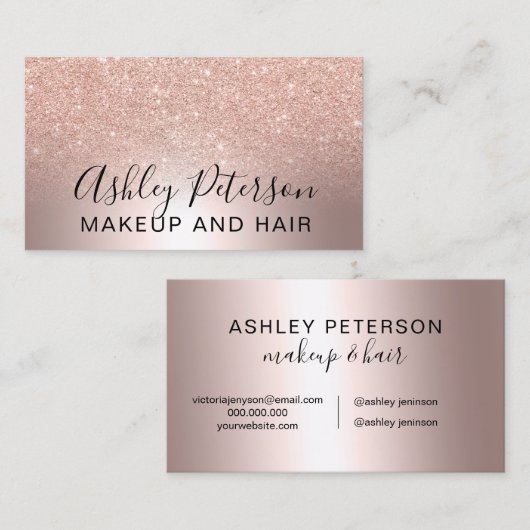 化粧のエレガントな金属大理石のばら色の金ゴールドのグリッター 名刺 (正面/裏面)