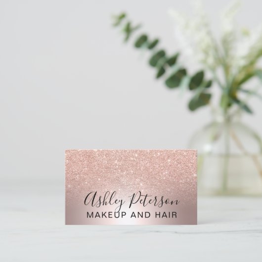 化粧のエレガントな金属大理石のばら色の金ゴールドのグリッター 名刺 (スタンド正面)