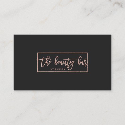 化粧のカスタムなタイポグラフィのシンプルなのどのばら色の金ゴールド 名刺 (正面)