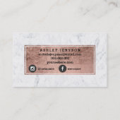 化粧のカスタムのばら色の金ゴールドのタイポグラフィの白の大理石 名刺 (裏面)