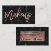 化粧のカスタムのばら色の金ゴールドのタイポグラフィの黒の大理石 名刺 (正面/裏面)