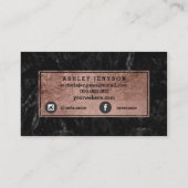 化粧のカスタムのばら色の金ゴールドのタイポグラフィの黒の大理石 名刺 (裏面)