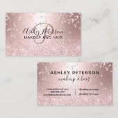 化粧のグラデーションなばら色の金ゴールドのグリッターの金属モノグラム 名刺 (正面/裏面)
