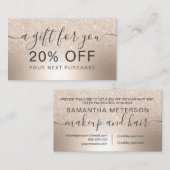 化粧のシックな金ゴールドのグリッターグラデーションな金属ホイルのギフト 割引カード (正面/裏面)