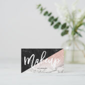 化粧のタイポグラフィのばら色の金ゴールドのグリッターのブロックの大理石 名刺 (スタンド正面)