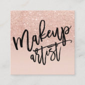 化粧のタイポグラフィのばら色の金ゴールドのグリッターの赤面のピンク スクエア名刺 (正面)