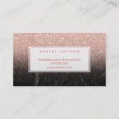化粧のタイポグラフィのばら色の金ゴールドのグリッターの黒の大理石 名刺 (裏面)