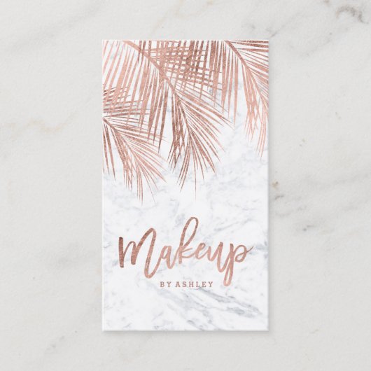 化粧のタイポグラフィのばら色の金色やし自由章の木の葉の大理石 名刺 (正面)