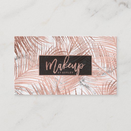 化粧のタイポグラフィのばら色の金色やし自由章の木の葉の大理石 名刺 (正面)