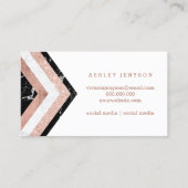 化粧のタイポグラフィのシェブロンの大理石のばら色の金ゴールドは縞で飾ります 名刺 (裏面)