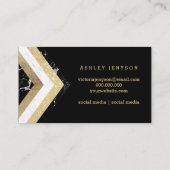 化粧のタイポグラフィのシェブロンの大理石の金ゴールドは縞で飾ります 名刺 (裏面)