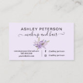 化粧のタイポグラフィのラベンダーの花柄の水彩画 名刺 (裏面)