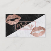 化粧のタイポグラフィの唇ののどのばら色の金ゴールドの大理石 名刺 (正面)